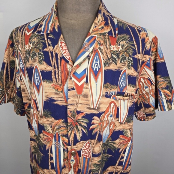 VTG- ROYAL CREATIONS Hawaiian Surfer Board Palm S/S Allover Beach Shirt Men's XL - Picture 2 of 6
